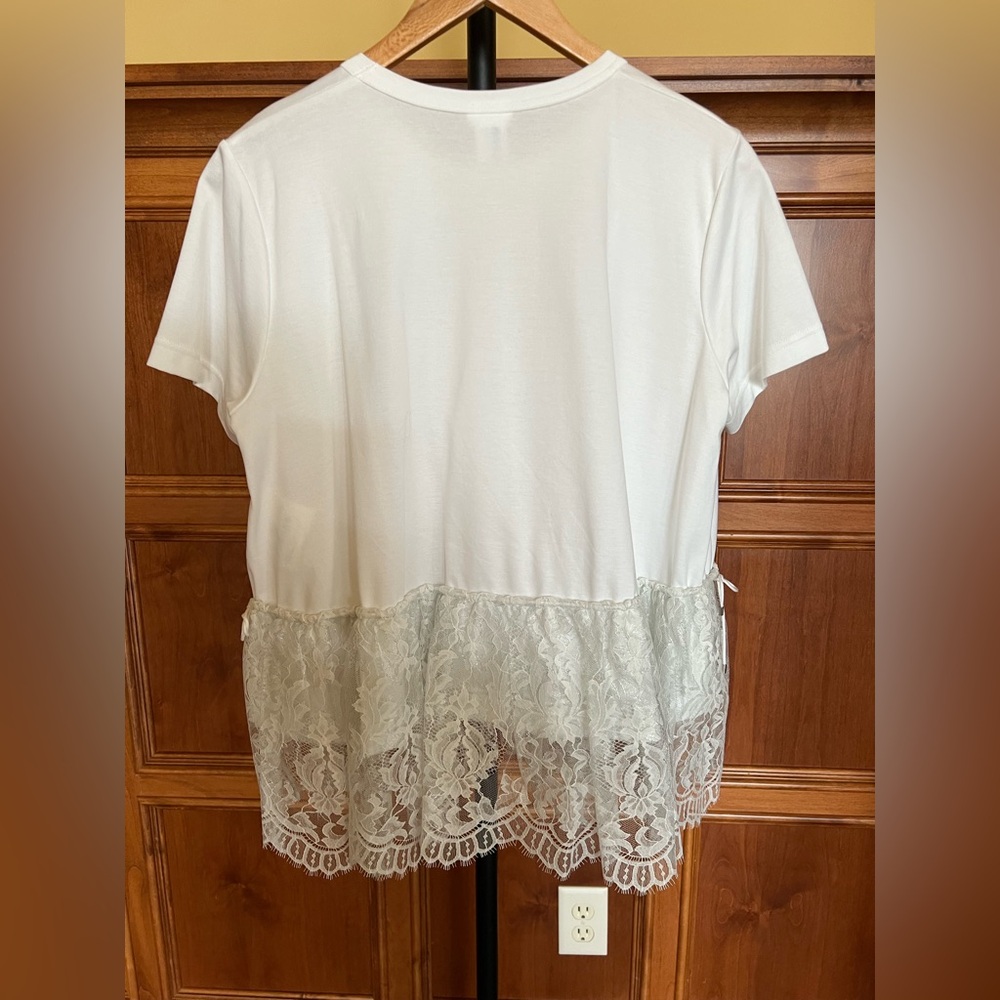 Noir Kei Ninomiya Top with Lace Trim White Silver Size L - Picture 9 of 16